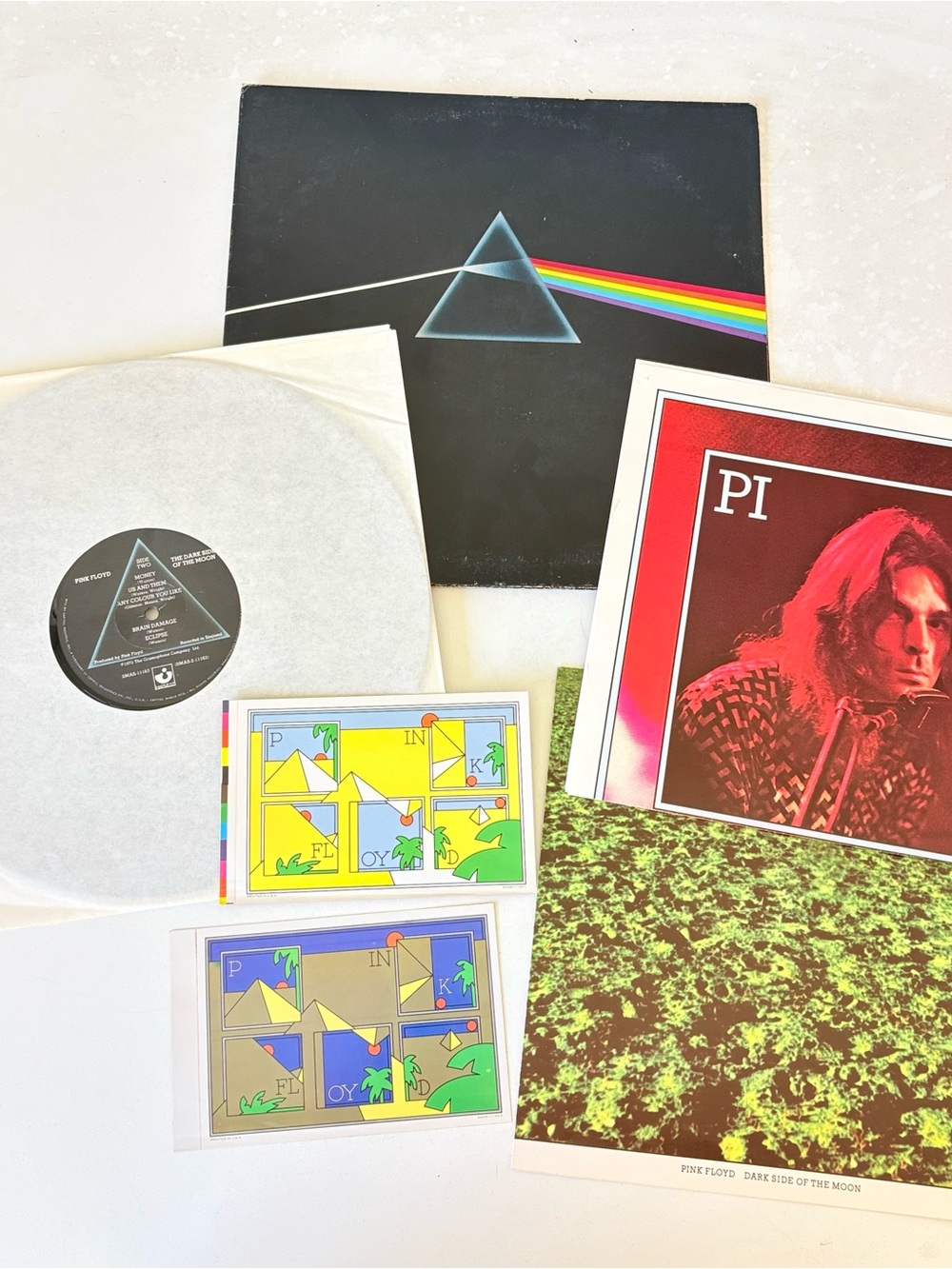 Pink Floyd Dark Side of the Moon vinyl LP 1973 1st press "Wly" posters & decals